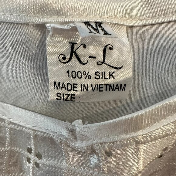 Vintage Silk Embroidered Slip Dress K-L Komar Floral Nightgown Medium - Picture 6 of 10